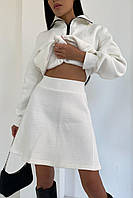 Короткая теплая белая юбка трапеция на флисе Альба 42 44 46 48 размеры