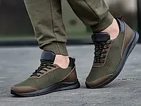 Кроссовки мужские кожаные летние сетка хаки Кросівки чоловічі шкіряні літні сітка хакі (Код: Л2095)