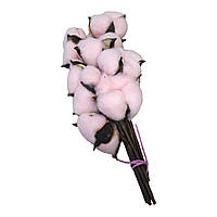 Штучна гілочка Бавовна рожева на ніжці 35 см., 1 шт