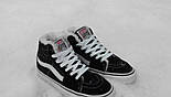 Зимові кеди Vans SK-8 HI black/white з хутром (топ ААА+), фото 4