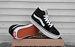 Зимові кеди Vans SK-8 HI black/white з хутром (топ ААА+), фото 8