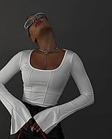 Женская Базовая повседневная кофта ткань микро дайвинг открытая спина на завязке цвет белый и чёрный