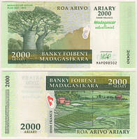 Банкнота, Мадагаскар 2000 ариари 2007-2012, Р 93. UNC