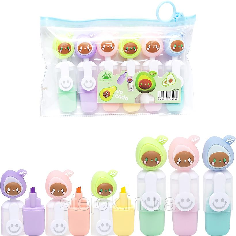 Набір фломастерів 6 кольорів "Авокадо" у сумочці MD-209, фото 1