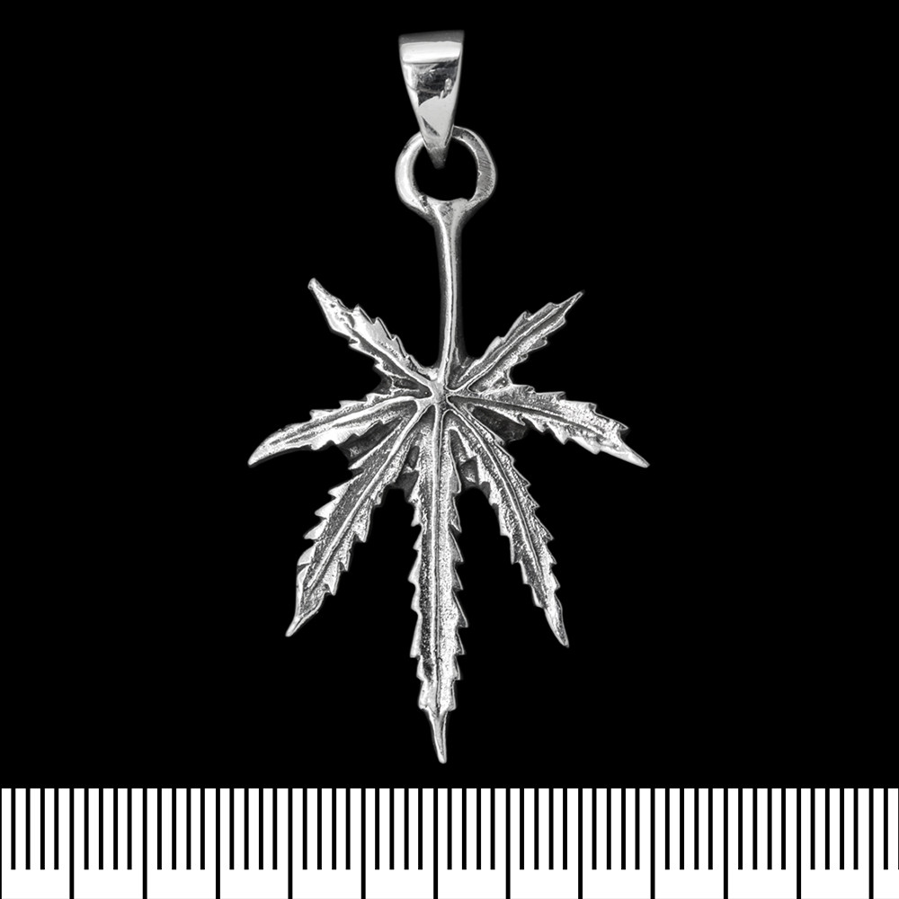 (sp-197) Кулон Cannabis, великий лист (срібло, 925 проба)