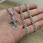 Срібний комплект з чорнінням хрестик та ланцюжок бісмарк 925 проби, фото 2