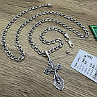 Срібний комплект з чорнінням хрестик та ланцюжок бісмарк 925 проби, фото 3