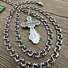 Срібний комплект з чорнінням хрестик та ланцюжок бісмарк 925 проби, фото 4