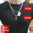 Срібний комплект з чорнінням хрестик та ланцюжок бісмарк 925 проби, фото 6