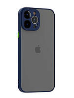 Матовий протиударний чохол для iPhone 15 Pro Max синій бампер