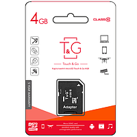 Карта памяти MicroSDHC 4GB Class 10 T&G + SD-adapter