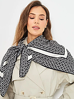 Женский платок белый, черный, легкий шарф шелковый, брендовый шелковый платок на голову, 90 см