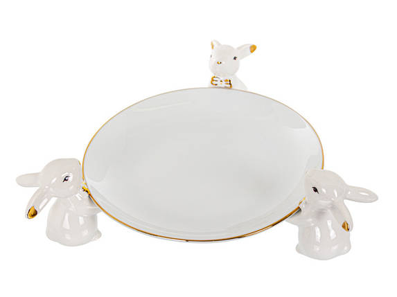 Страва тарілка порцелянова Пасхальні кролики 19 см 1149-425 VE, фото 1