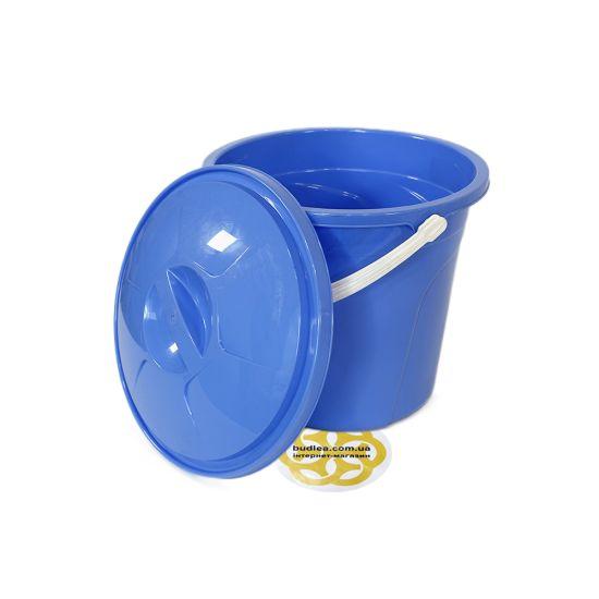 Відро з пластику для дому та побуту 10Л LUX, кругле, блакитний SNMZ, фото 1