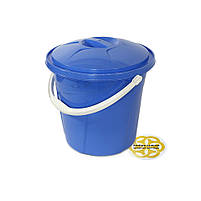 Відро з пластику для дому та побуту 10Л LUX, кругле, блакитний SNMZ, фото 4