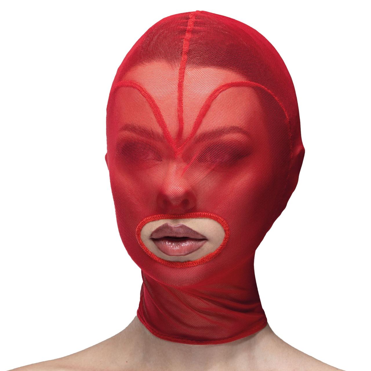 Маска серця сітка з відкритим ротом Feral Feelings — Hearts Mask Red/Red, фото 1
