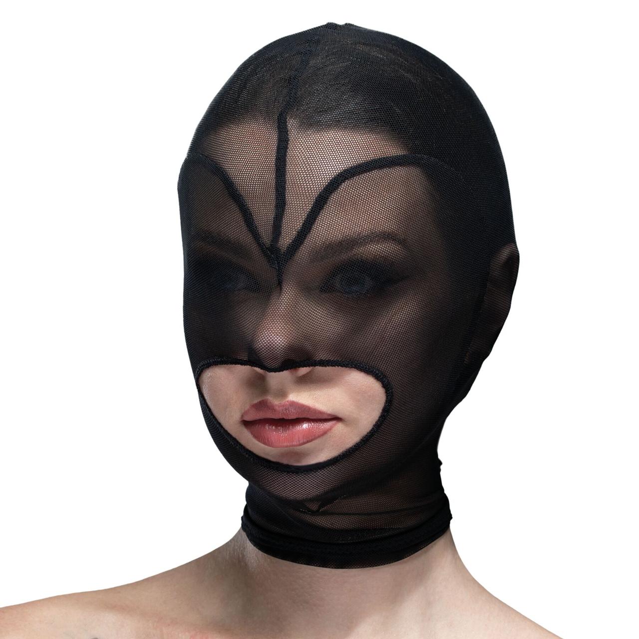 Маска серце сітка з відкритим ротом Feral Feelings — Hearts Mask Black/Black, фото 1