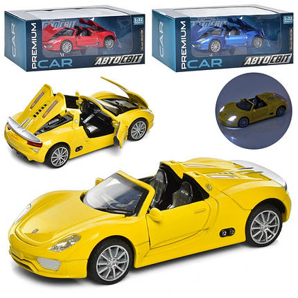 AP-1771 Машина АвтоСвіт, 1:32, металева, інерційна, 3 кольори, музика, світло, батарейки-таблетки, у коробці, фото 1