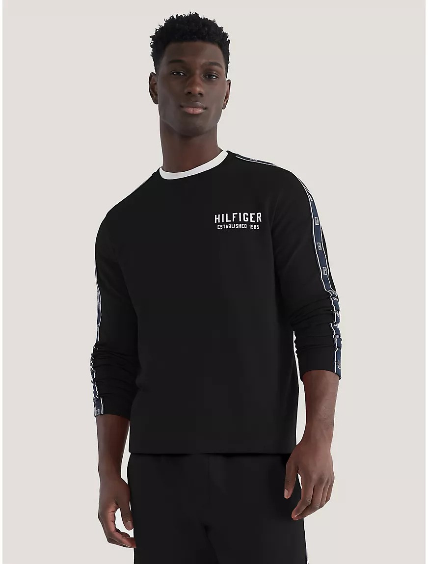 Лонгслів чоловічий Tommy Hilfiger кофта зі вставками на рукавах оригінал XL, фото 1