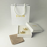 Діор сережки дві перлини з кольоровим цирконієм / подарункове паковання, фото 2