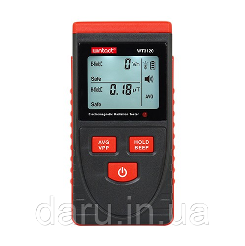 Детектор електромагнітного випромінювання WINTACT WTЗ120, 1-1999 B/м, 0.01-99,99 μt, 0~50°C, 0~80%, фото 1