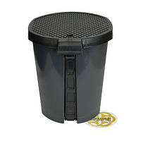 Педальное пластиковое мусорное ведро 30Л FLAT овальное, пластик, темно-серый SNMZ
