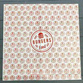 Обгортковий папір Burgers food 320х320 мм 222Ф  Відправка м. Ірпінь