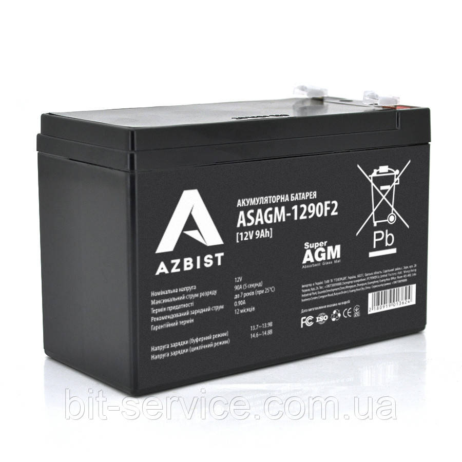 Акумулятор AZBIST Super AGM ASAGM-1290F2, Black Case, 12V 9.0Ah (151 х 65 х 94 (100) ) Q10