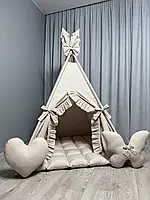 Вігвам Ніжність БОНБОН Повний комплект, вігвам дитячий, вігвам для дівчинки, дитяча палатка, дитячий намет, вігвам для дітей