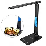 Настільна LED-лампа TX26C0 з бездротовою зарядкою й дисплеєм у чорному кольорі потужністю 10 Вт, фото 8