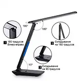 Настільна LED-лампа TX26C0 з бездротовою зарядкою й дисплеєм у чорному кольорі потужністю 10 Вт, фото 6