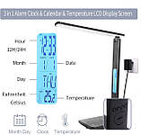 Настільна LED-лампа TX26C0 з бездротовою зарядкою й дисплеєм у чорному кольорі потужністю 10 Вт, фото 3