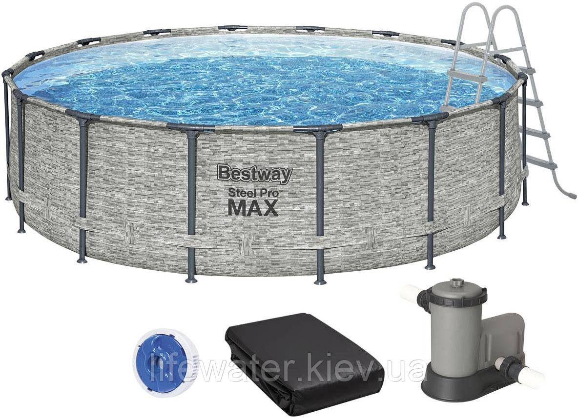Bestway Каркасний басейн Bestway 5619E (488х122 см), з картриджним фільтром, сходами та захисним тентом