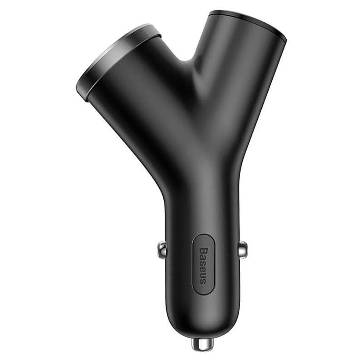 Автомобільний зарядний пристрій Baseus Y type dual USB+cigarette lighter extended car charger 3.1 A Black