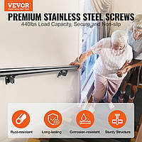 VEVOR Handrail Aluminium Alloy Easy Care Stair Railing 1220mm Railing Staircase 199.6 kg Load Capacity 900 mm