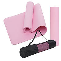 Коврик (мат) спортивный SportVida TPE 183 x 61 x 0.6 см для йоги и фитнеса SV-EZ0055 Pink I'Pro