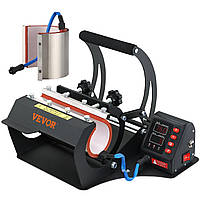 Термопрес для друку чашок VEVOR, чорний, потужність 560 Вт, регулювання температури і часу, 0-220 ℃ / 0-999 с, машина для друку на