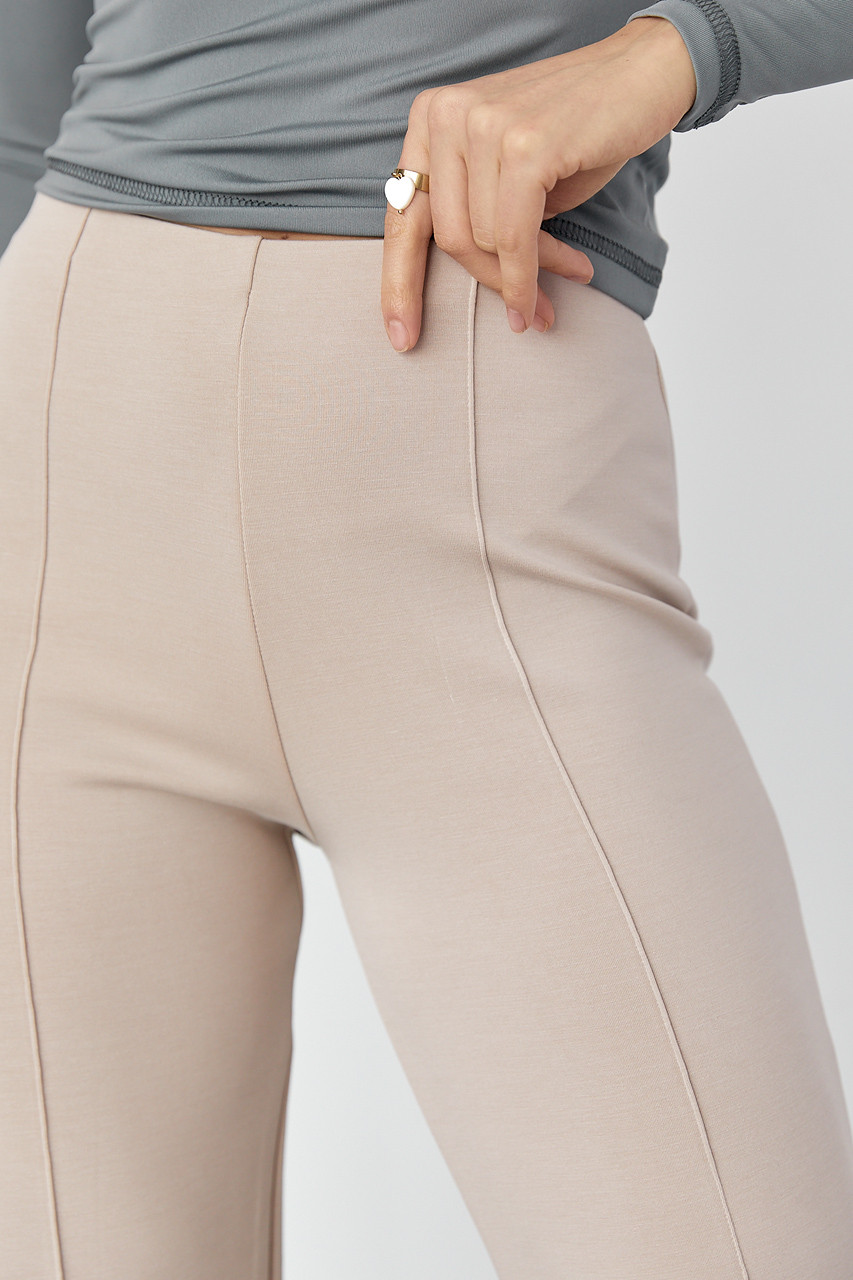 Трикотажные штаны со швами спереди - бежевый цвет, L - фото 4 - id-p2081258126