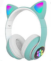 Наушники Bluetooth MDR CAT ear VZV-23M 7805 с подсветкой Mint BS, код: 7787195