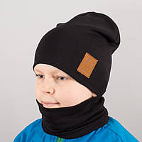 Детская шапка с хомутом КАНТА "Лапка" размер 52-56 черный (OC-127) kr