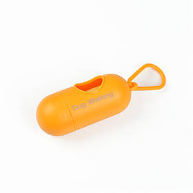 Контейнер (диспенсер) для гігієнічних пакетів для собак Dog Walking 10x4 см з пакетами - помаранчевий
