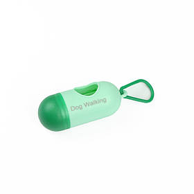 Контейнер (диспенсер) для гігієнічних пакетів для собак Dog Walking 10x4 см з пакетами - мятно-зелений