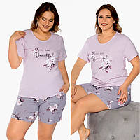 Пижама с футболкой и шортами Батал Rubina 4925, Сиреневый, 2XL