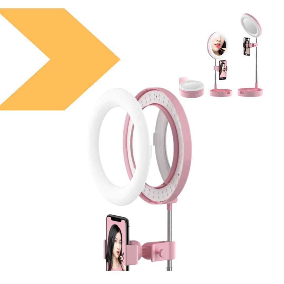 Зеркало Led з держателем для телефона G3 Live Makeup 16 см, чорний (42901-G3_271), фото 1