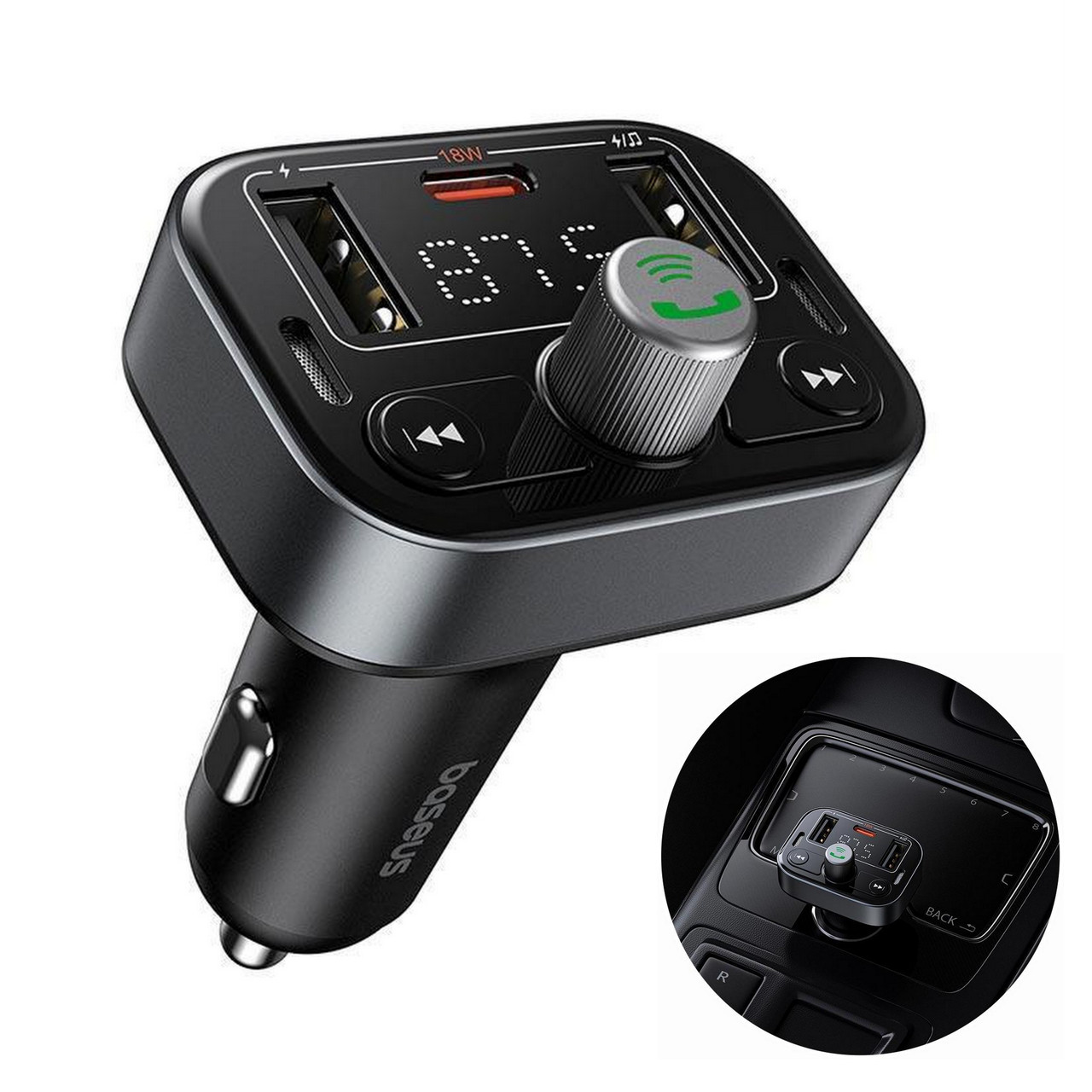 FM модулятор (трансмиттер) Bluetooth Baseus S-09 Pro Series Car FM Transmitter BT5.3 Black (C10762200113-00)