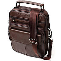 Вертикальная мужская сумка из натуральной кожи Vintage 21952 Коричневая kr