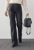 Женские кожаные штаны в винтажном стиле - черный цвет, 36р (есть размеры) kr