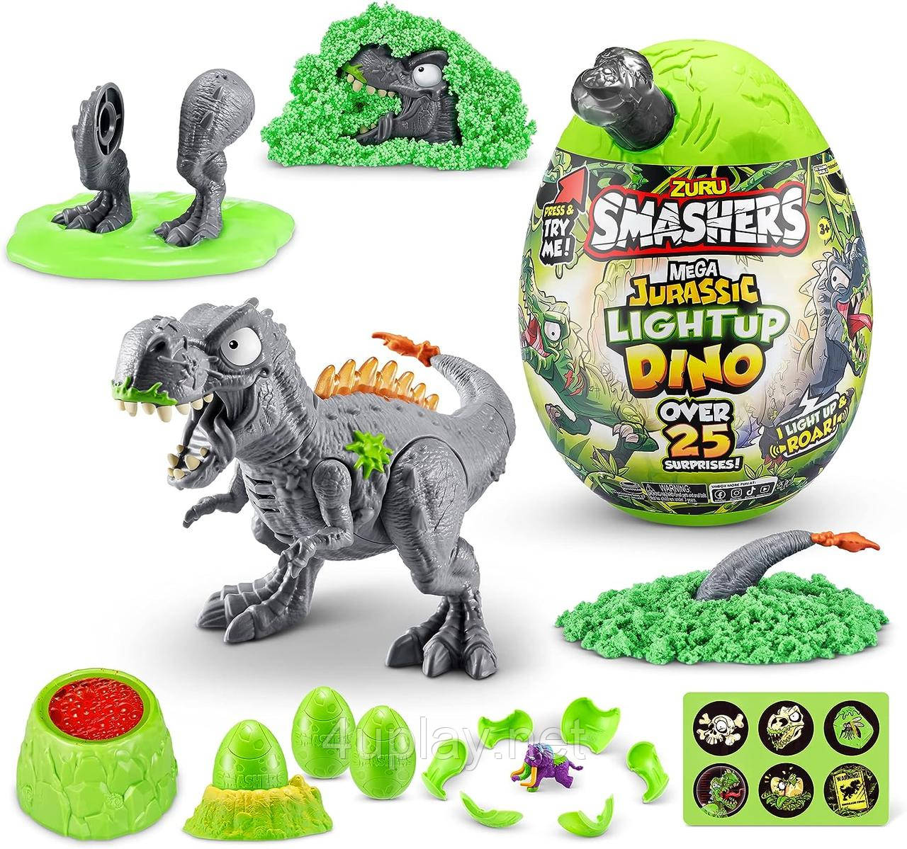 Іграшка Zuru Smashers MEGA Jurassic Light Up Dino Мега Яйце-сюрприз Ті-Рекс (сірий) світло, звук, 25 сюрпризів
