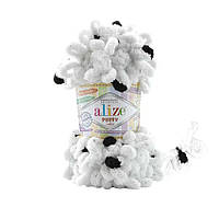 Пряжа для вязания Alize Puffy Color. 100 г. 9 м. Цвет - белый, черный 6450