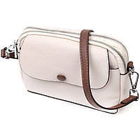 Маленькая повседневная сумка для женщин из натуральной кожи Vintage 22323 Белая kr